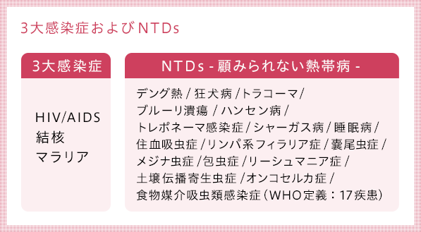 3大感染症と顧みられない熱帯病（NTDs）