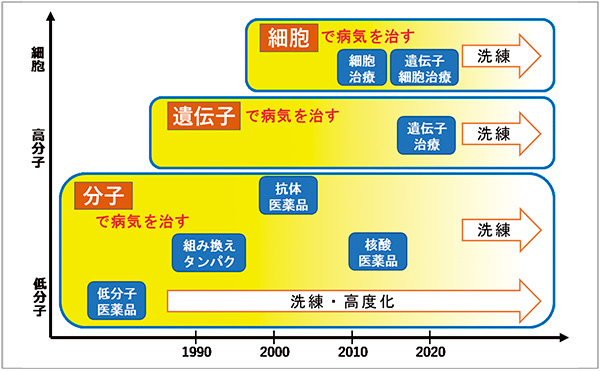 図5　医薬品におけるモダリティの多様化・高分子化の変遷