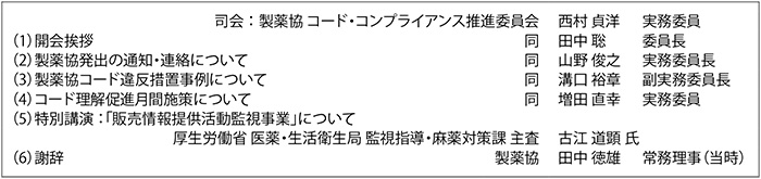 表1　「2022年度コード管理責任者・実務担当者会」プログラム