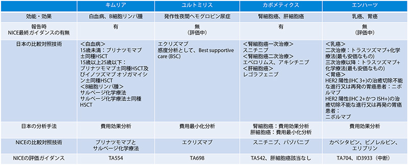 表6　調査対象品目（4品目）の分析における日英間の比較結果