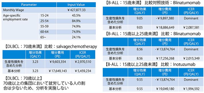 表9　キムリアの費用対効果分析の日本の企業分析結果