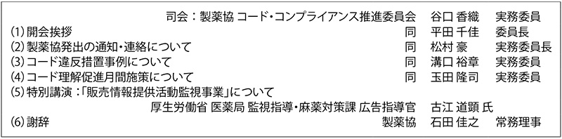 表1　「2023年度コード管理責任者・実務担当者会」プログラム